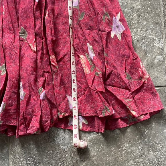 Vintage 100% Silk Jones New York Floral Pink-Red Dress Size M - Picture 6 of 6